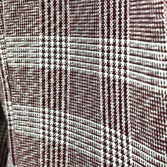 After Six Burgundy Silver Plaid Brocade Tuxedo Prom Formal Jacket Vintage 70’s - Picture 7 of 14